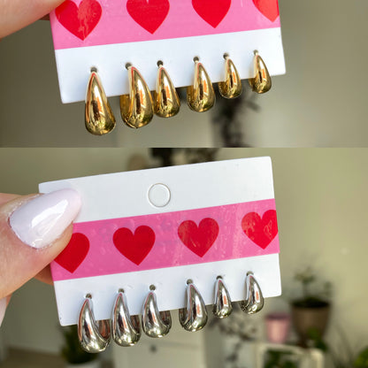 Set 3 paia di Orecchini Cerchio